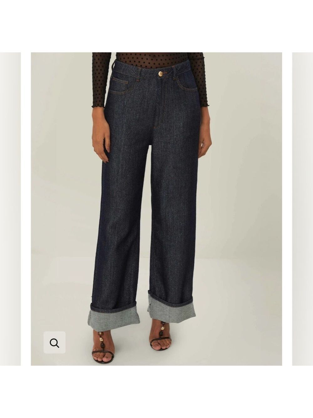 Farm Rio DENIM SHINE WIDE LEG PANTS - Picture 6 of 12